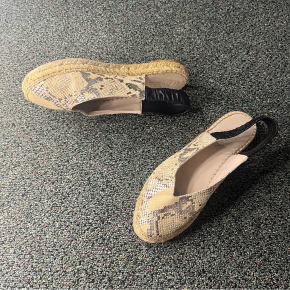 MARIAN Animal Snake Print Neutral Leather Sling Back Flat Espadrilles Shoes Sz 8 - Picture 7 of 16